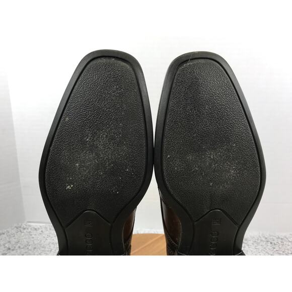 Ecco Brown Leather Burnished Apron Toe Derby Casual Lifestyle Oxford Mens 41 - Picture 8 of 13